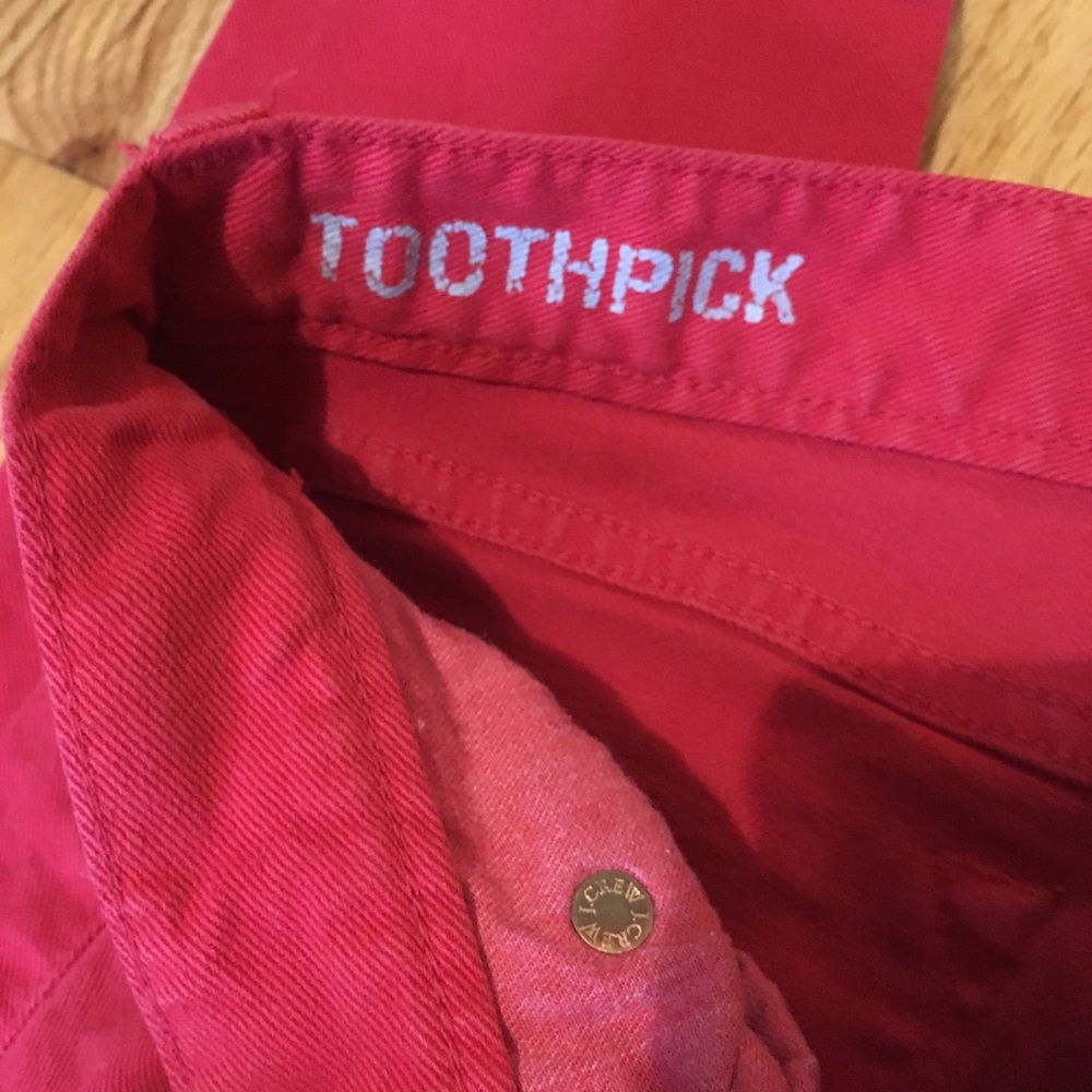 SOLD — J. Crew — Red Toothpick Skinny Jeans Size 26 - Picture 3 of 5